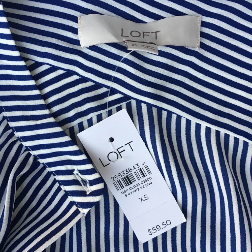 Loft | NWT striped crossover back utility blouse - Picture 7 of 8